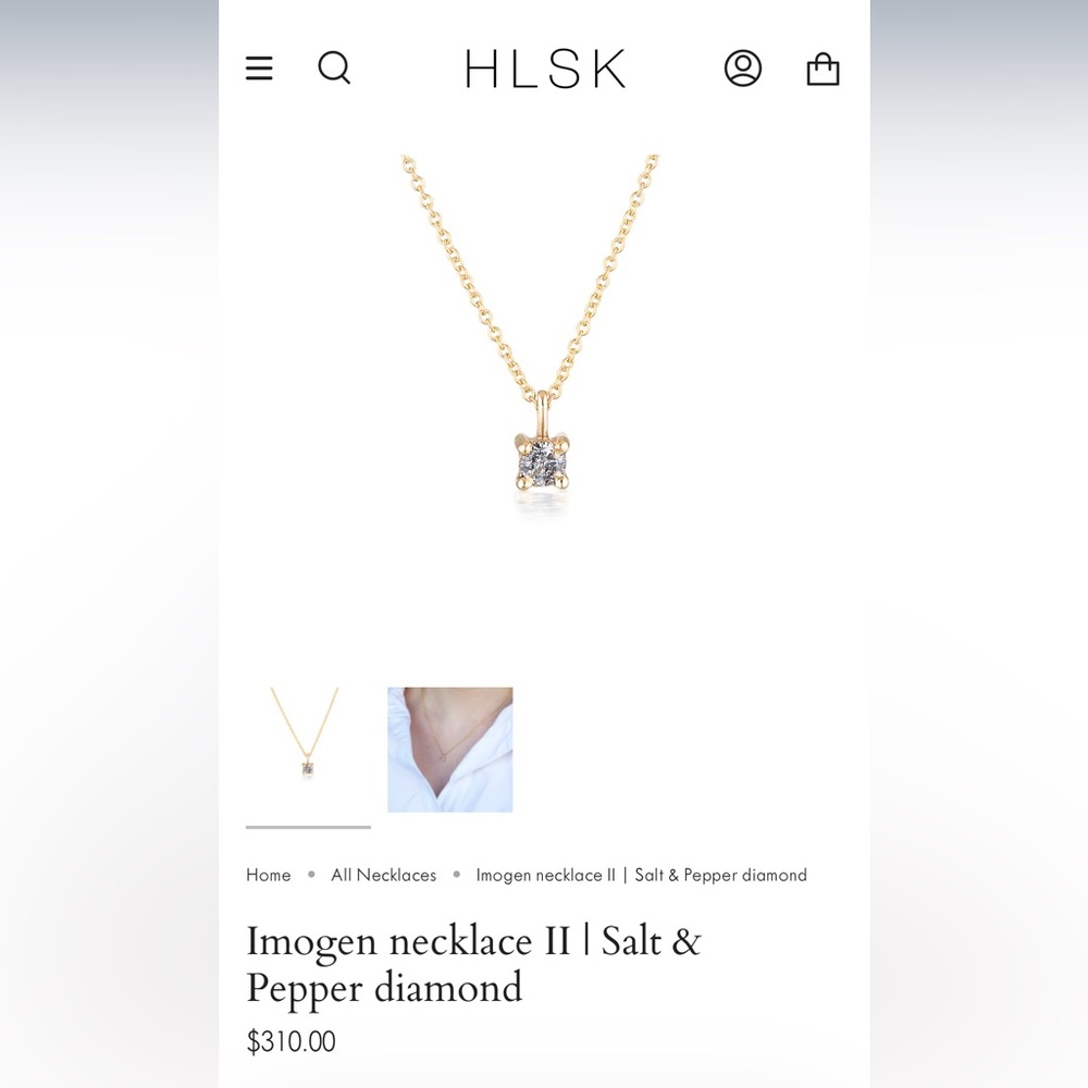 HLSK gray diamond necklace 9 ct yellow gold